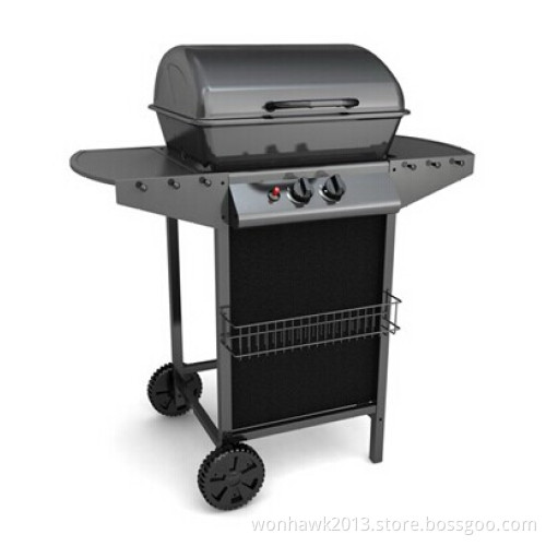 Powder Coated Gas BBQ Grill with 2 Burners